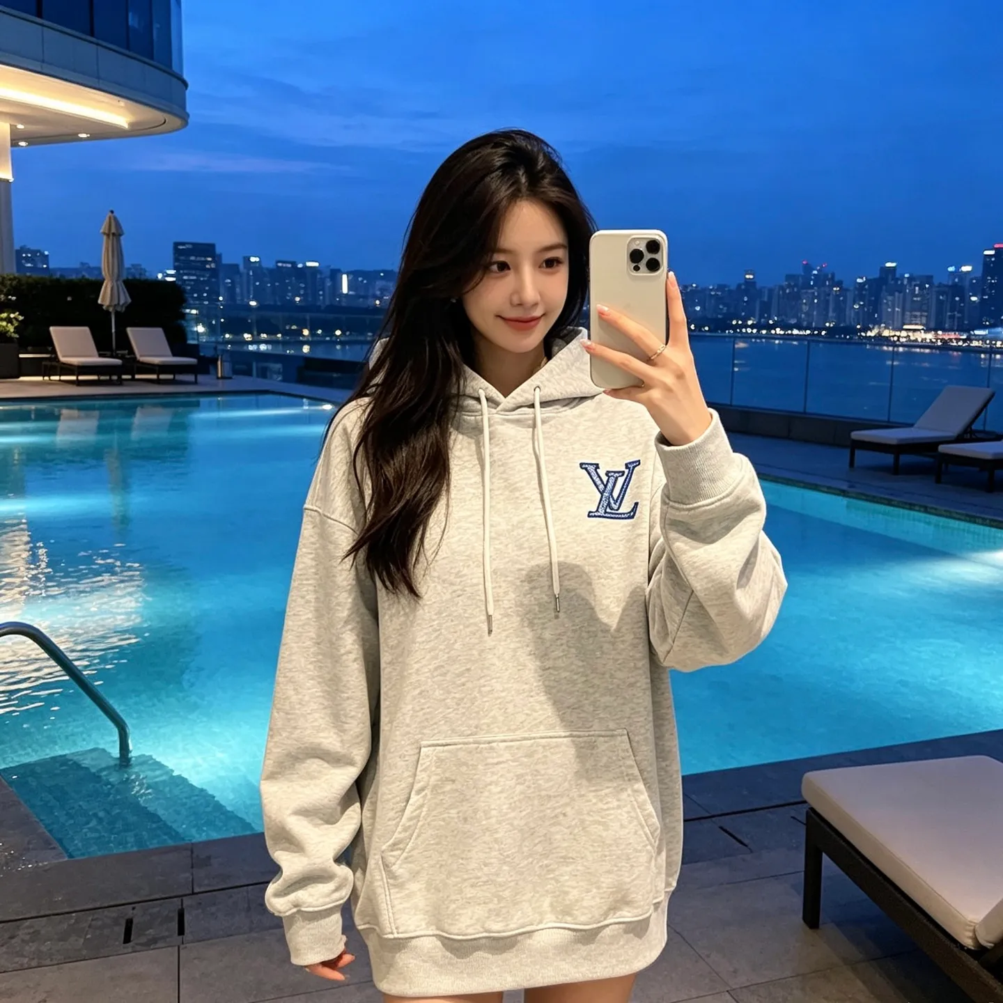 Louis Vuitton/Louis Vuitton Tatami Embroidered Logo Hooded Sweatshirt